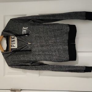 Gray PINK Zip-Up Hoodie
